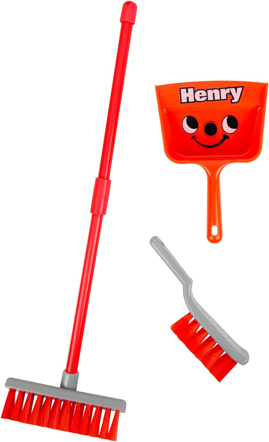 Casdon Henry Brush Set | Child-Friendly Cleaning Toy Set Age 3+ for Ages 3+ | Fun & Educational | Includes Broom, Brush, Dustpan!