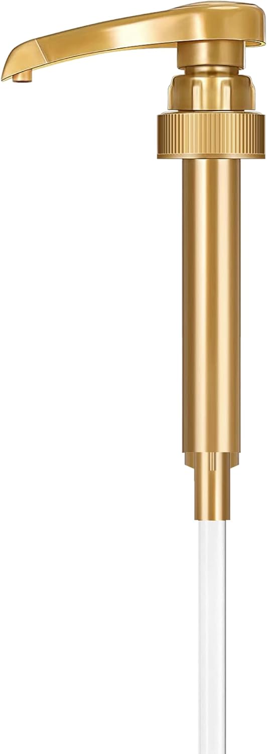 1-Pack Gold Coffee Syrup Pump Dispenser – Fits 750ml Syrup Bottles – Reusable Pump for Flavored Coffee, Tea, Beverages
