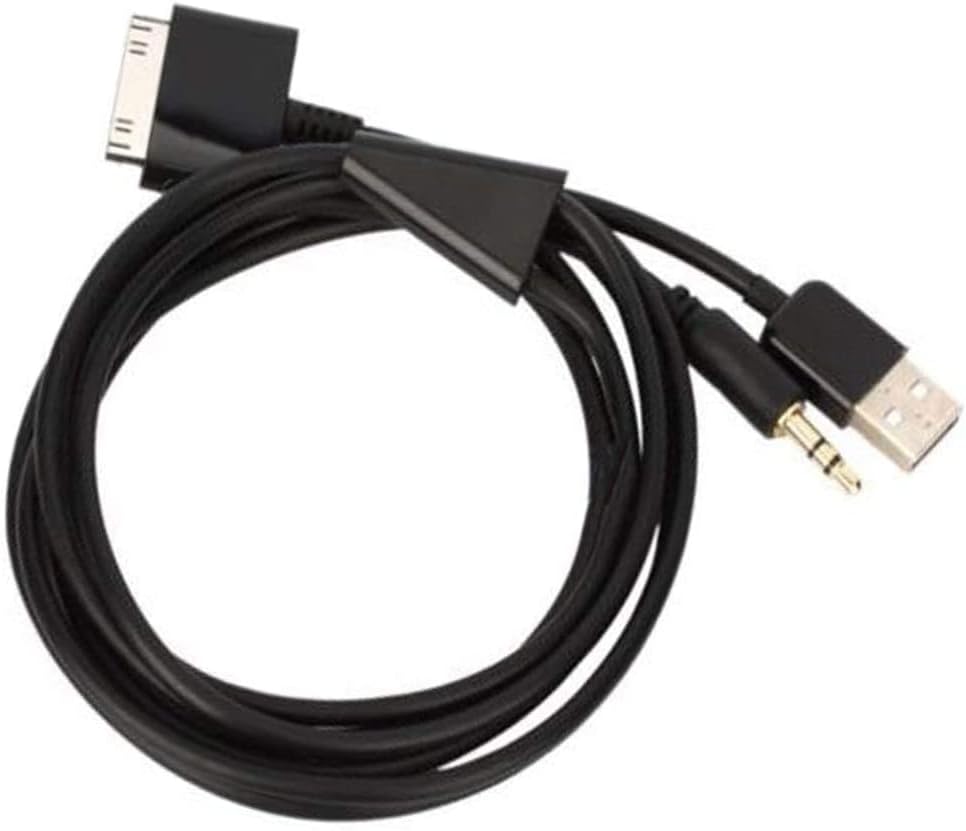 JIMAT 30 Pin to AUX USB, Dock Connector to 3.5mm Jack Audio AUX-in Car Stereo Auxiliary Cable | Data Sync Transfer & Charging | Compatible for iPod iPhone 3 4 4S iPad 2 3 |