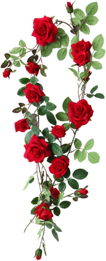 ULTECHNOVO Simulated Rose Vine Imitation Flower Vine Decorative Rattan for Party Plant Interior Decoration Cane Artificial Fake Rose Garland