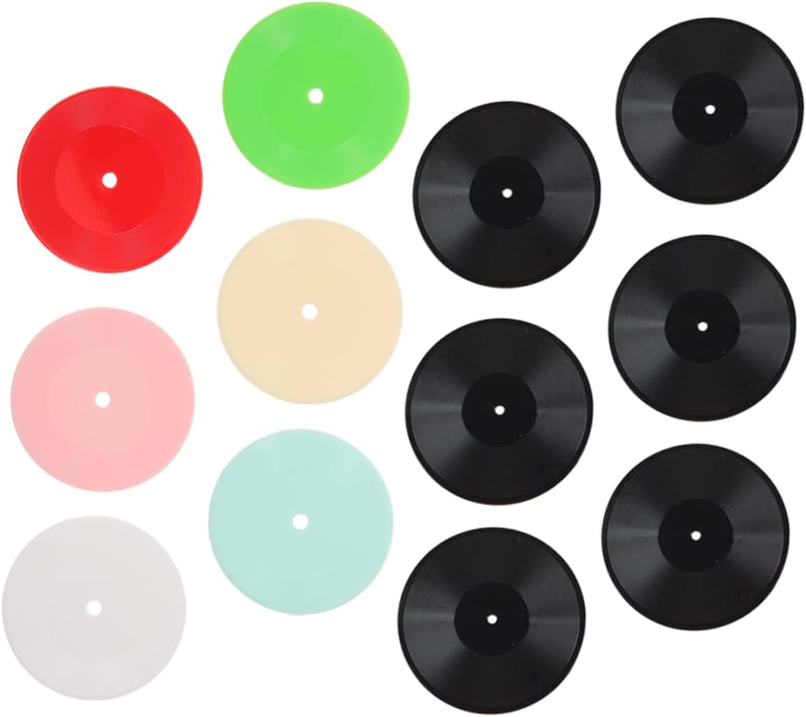 HANABASS 12pcs Miniature Vinyl Records Dollhouse Record Props for Music Room Decor Realistic Turntable Accessories for Dollhouse Enthusiasts and Creative Displays