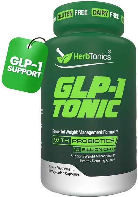 Herbtonics GLP-1 Tonic Weight Supplement – Natural GLP-1 Support with Apple Cider Vinegar, BHB Salts & Probiotics – Supports Appetite Regulation, Metabolism, Digestion & Detox – 60 Vegan Capsules