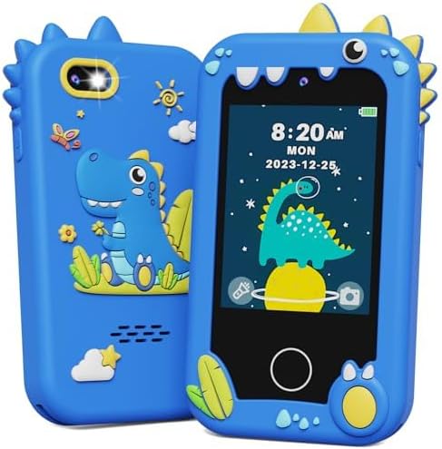 KOKODI Kids Smart Phone, Touchscreen HD Dual Camera Cell Phone for Kids, Christmas Birthday Gifts Dinosaur Toddler Play Phone for Boys 3-10, Travel Toy Preschool Learning Education Toy
