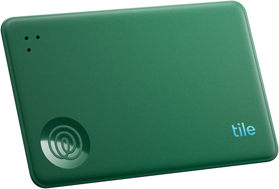 Tile by Life360 Slim (2024) - Wallet Finder, Bluetooth Tracker and Item Locator for Luggage Tags, Passports and More. Both iOS and Android Compatible. Phone Finder. 1-Pack (Green Surf)