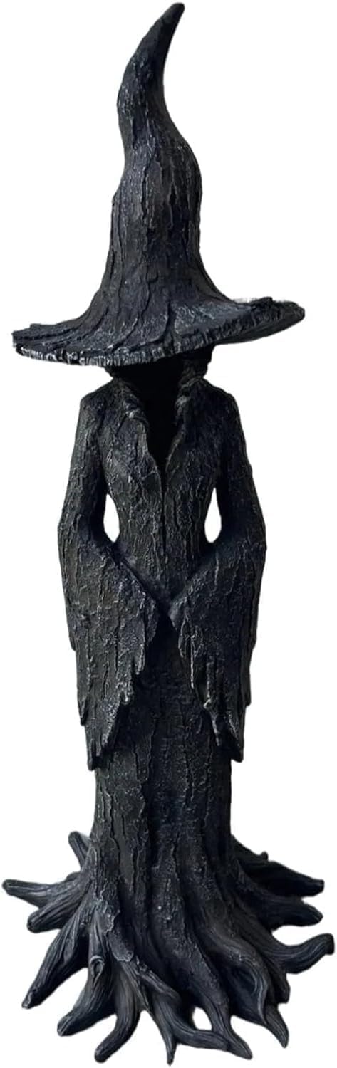 XUDUOO Witch Statue Halloween Decorations, 20CM Resin Witch Figure, Halloween Ornaments Desktop Sculpture, Gothic Home Decor Gifts for Women Men