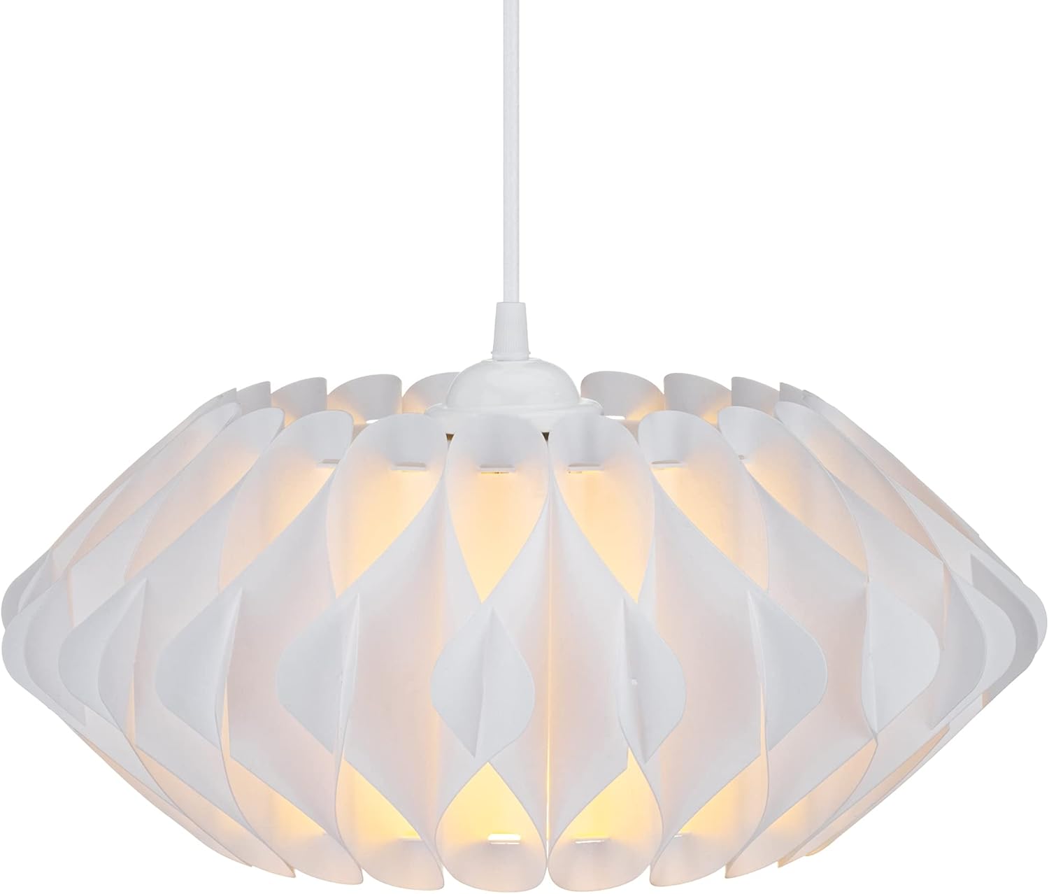 kwmobile Puzzle Lampshade - 10" Diameter DIY Ceiling Light Lamp Shade with 22 Pieces - Flat Chandelier Design for Pendant Lights - Size M, White