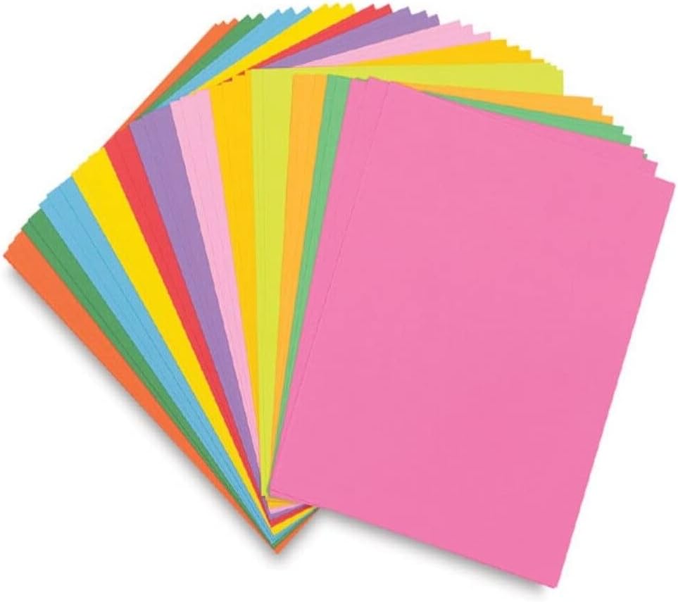 JKG® 220gsm A4 Card Paper - Coloured Card Paper | Kids Kraft Paper | Printer & Drawing Card | DIY Xmas Coloured Craft for Kids Arts | Assorted Colours (15 Cards)