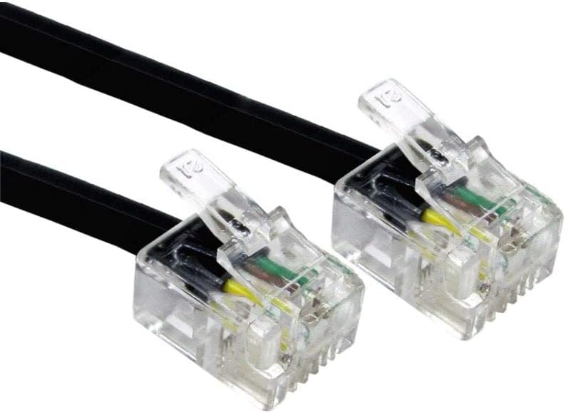 Alida Systems ® 2m ADSL Cable - Premium Quality/Gold Plated Contact Pins/High Speed Internet Broadband/Router or Modem to RJ11 Phone Socket or Microfilter/Black