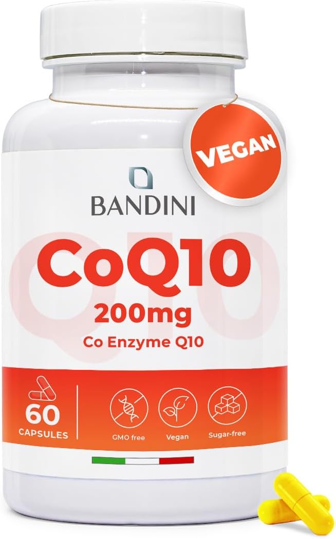 Bandini® CoQ10 200mg | 60 Vegan Capsules of High-Strength Co Enzyme Q10 (2-Month Supply) | Naturally Fermented & Lab Tested Ubiquinone Q 10 | High Absorption Coenzyme Coq 10 Supplement 100% Pure
