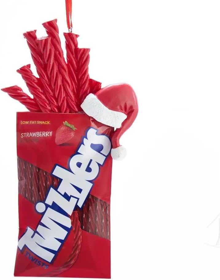 Kurt S. Adler Hershey's Twizzlers with Santa Hat Ornaments, one Size, Red
