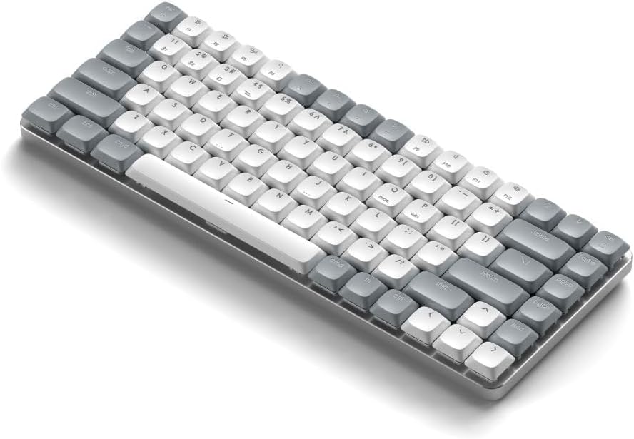 Satechi SM1 75% Mechanical Keyboard, LED Backlit Bluetooth Keyboard, 84 Keys Compact Wireless, Gaming Keyboard for Mac and Windows - Light Grey/White (US-QWERTY LAYOUT)