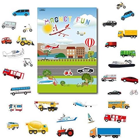 Magnetic Portable Playboard Cars Planes Boats Airport Country Farm Vehicles (39 Pcs)