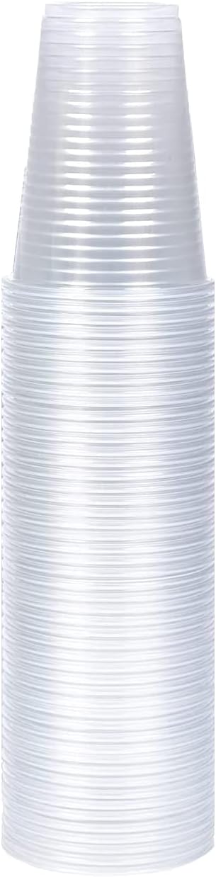100 X 180ML Clear Plastic Disposable Drink Cups for Water Coolers/Travel/Camping/Parties and Events- (180ML / 7 Ounce) (100)