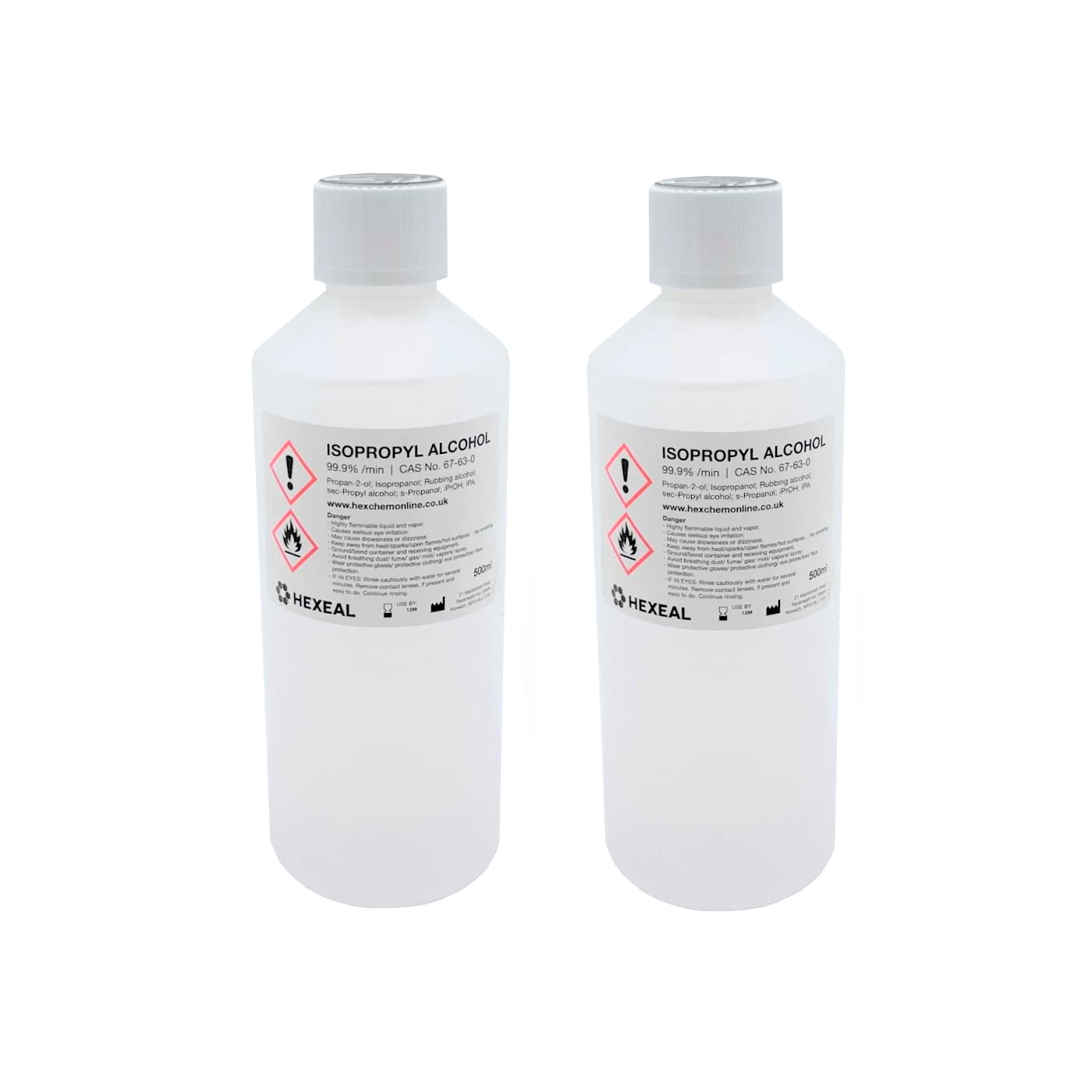 Hexeal IPA 99.9% | 2 x 500ml | Lab Grade | Isopropyl Alcohol | Isopropanol 99.9%