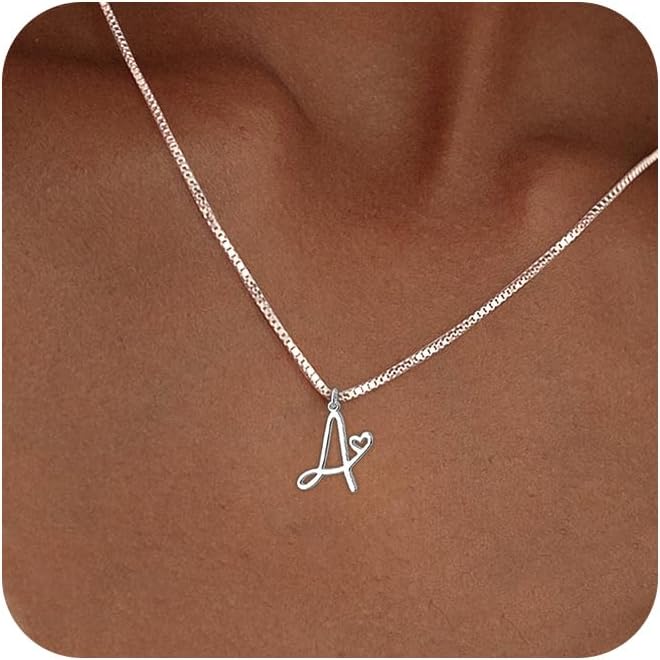 Initial Necklaces for Women Trendy, Dainty Silver Letter Necklace Cute Pendant Choker Name Necklace Personalized Costume Monogram Silver Jewelry Necklace for Women Valentines Gifts
