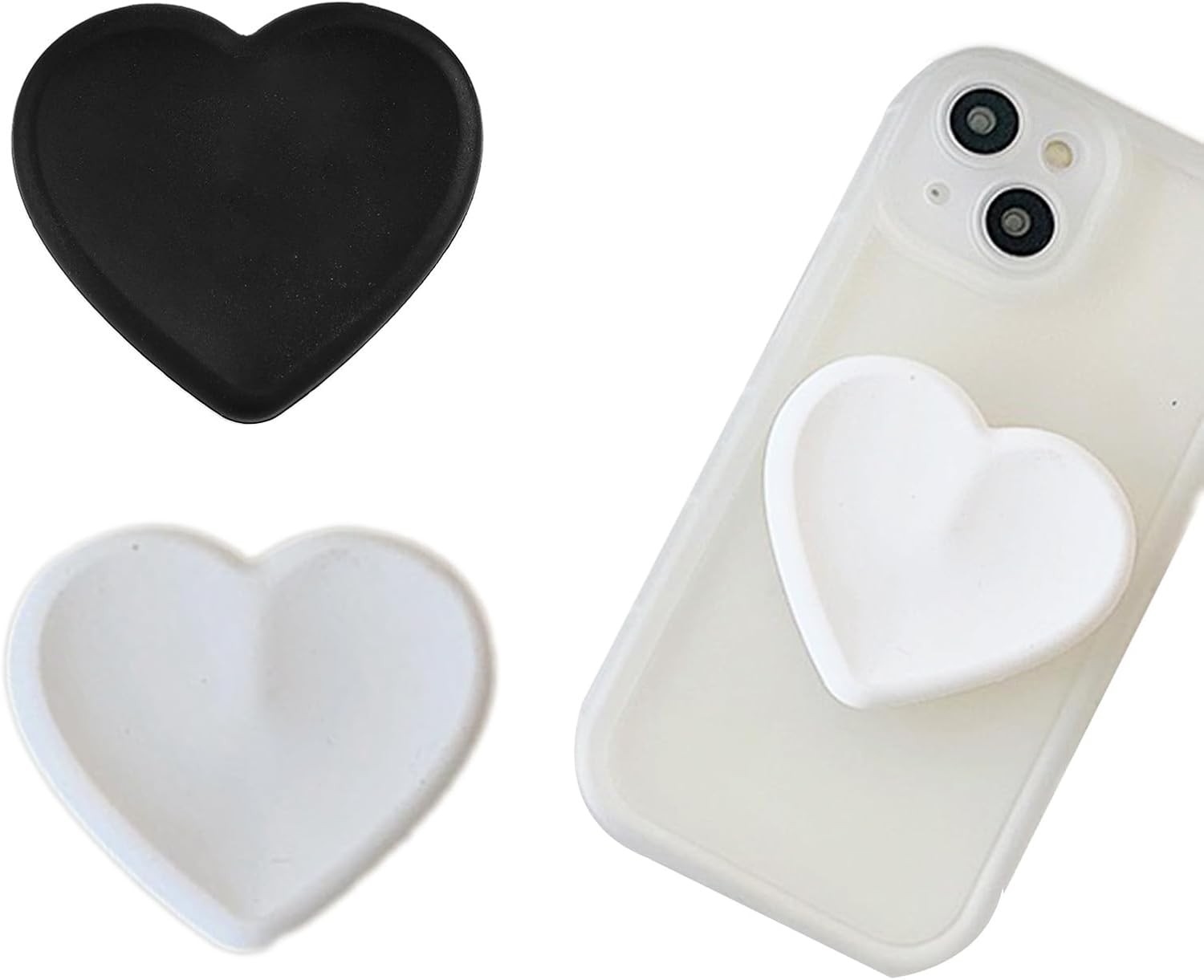 Set of 2 Universal Heart-Shaped Phone Grip Holder with Stand,Finger Grip with Kickstand - Compatible with Smartphones, Mobiles & Cases