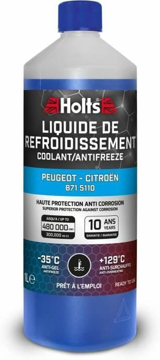 Holts HAFR0001B Antifreeze Coolant for Car Peugeot Citroen, 10-year 300k mile long life, protection to -35°C, Blue, 1 Litre