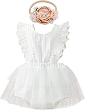 Baby Girl 1st Birthday Outfit Lace Tulle Romper Princess Tutu Dress Headband Shiny ONE Cake Smash Photo Shoot Clothes