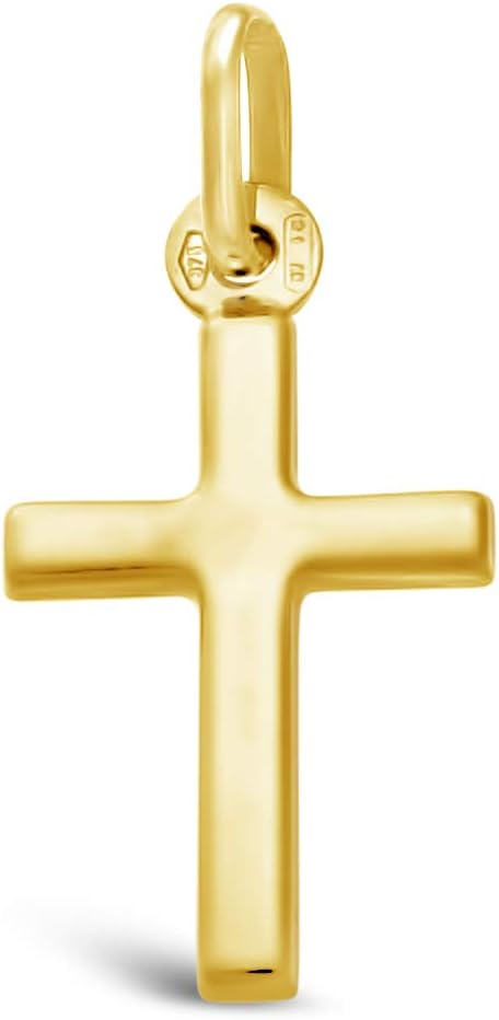 Alexander Castle Small Plain Solid 9ct Gold Cross Necklace Pendant for Women Boys Girls - Cross Charm with Jewellery Gift Box - PENDANT ONLY - 22mm x 12mm