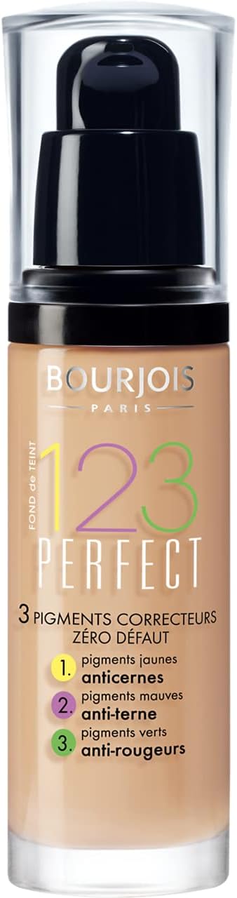 Bourjois 123 Perfect Medium Coverage Liquid Foundation 53 Light Beige, 30ml, 363532