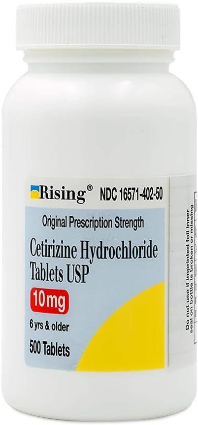 Rising Pharma - Cetirizine HCL 10 mg - Antihistamine Seasonal Allergy Tablets - 500 Tablets