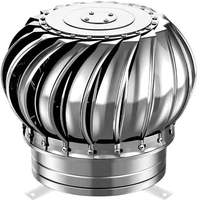 KAnduo Roof Wind Rotating Turbine Cap Vent, Exhaust Wind Turbines Cap Roof Flue Vent, 4 8 10 12Inch Roof Vents, Attic Air Vent Ventilating Fan, Stainless Steel 304 (Size : 110mm/4.3in)