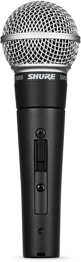Shure SM58SE Cardioid Dynamic Vocal Microphone with On/Off Switch, Pneumatic Shock Mount, Spherical Mesh Grille with Built-in Pop Filter, A25D Mic Clip, Storage Bag, 3-Pin XLR Connector