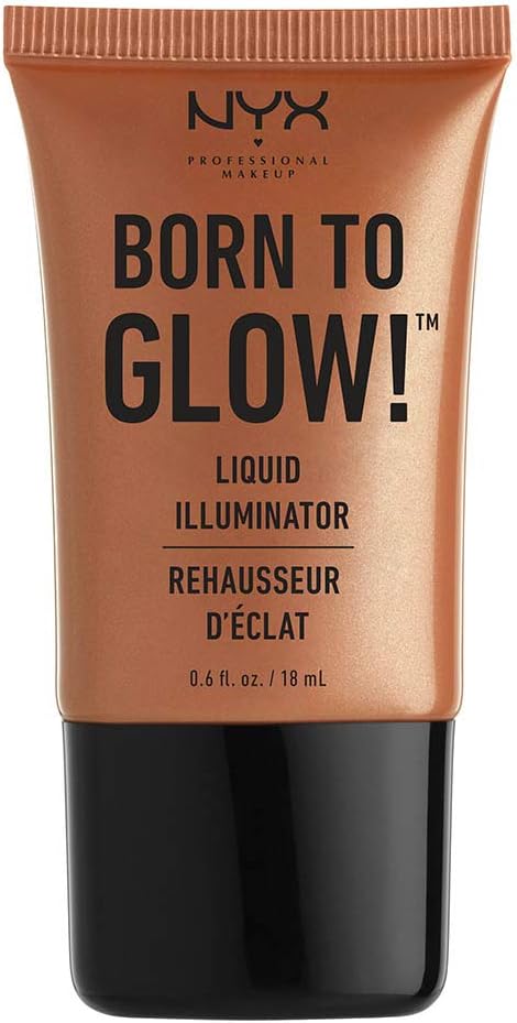 NYX Professional Makeup Born to Glow Liquid Illuminator, Liquid Shimmer Makeup, Highlighter, Foundation Base, Vegan Formula, Shade: Sun Goddess