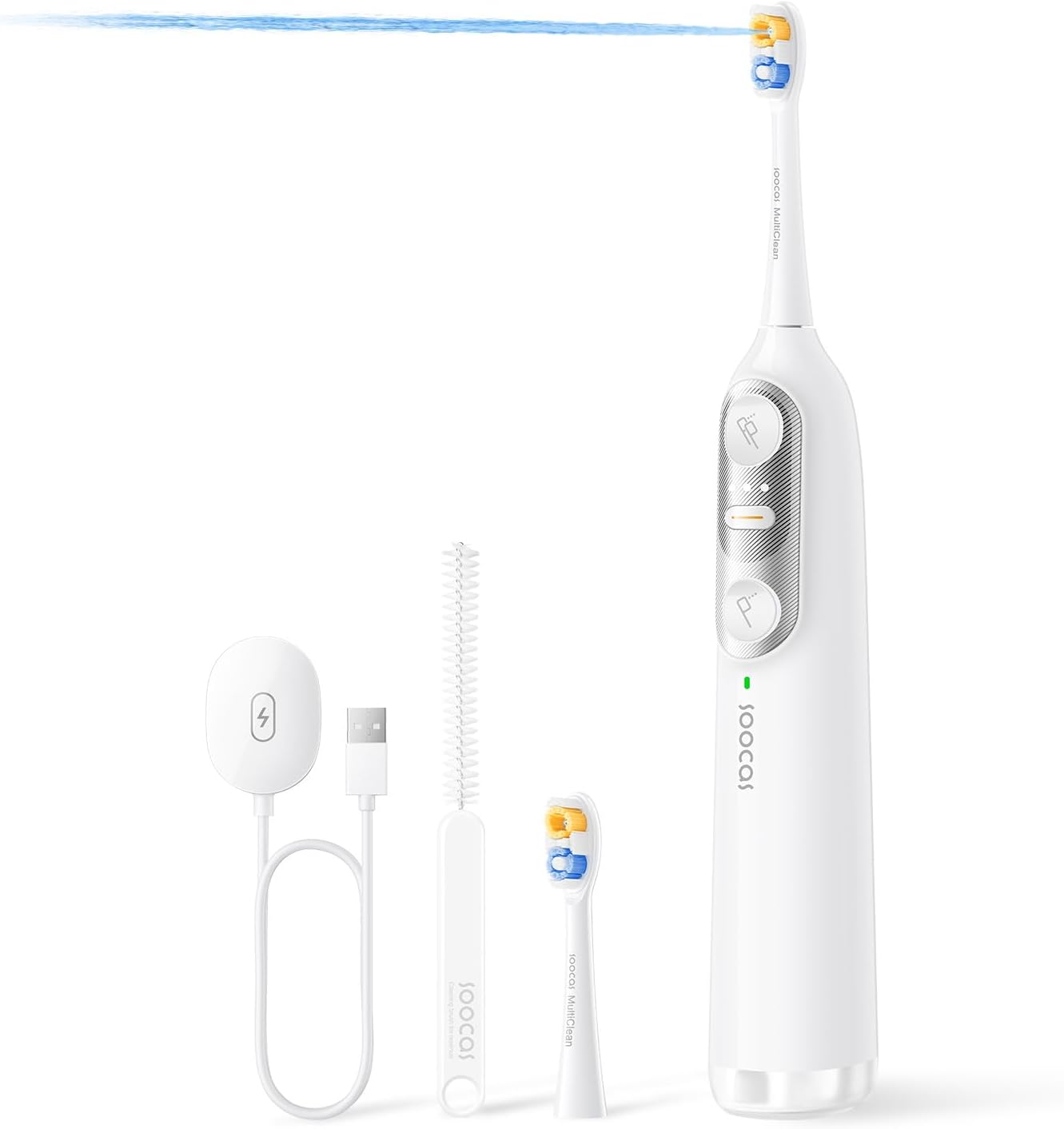 Soocas NEOS II - Electric Toothbrush with Water Flosser, Sonic Electric Toothbrush for Adults, Cordless Water Flosser for Travel, Portable Oral Irrigator, Up to 100% Plaque Removal, Pearl White