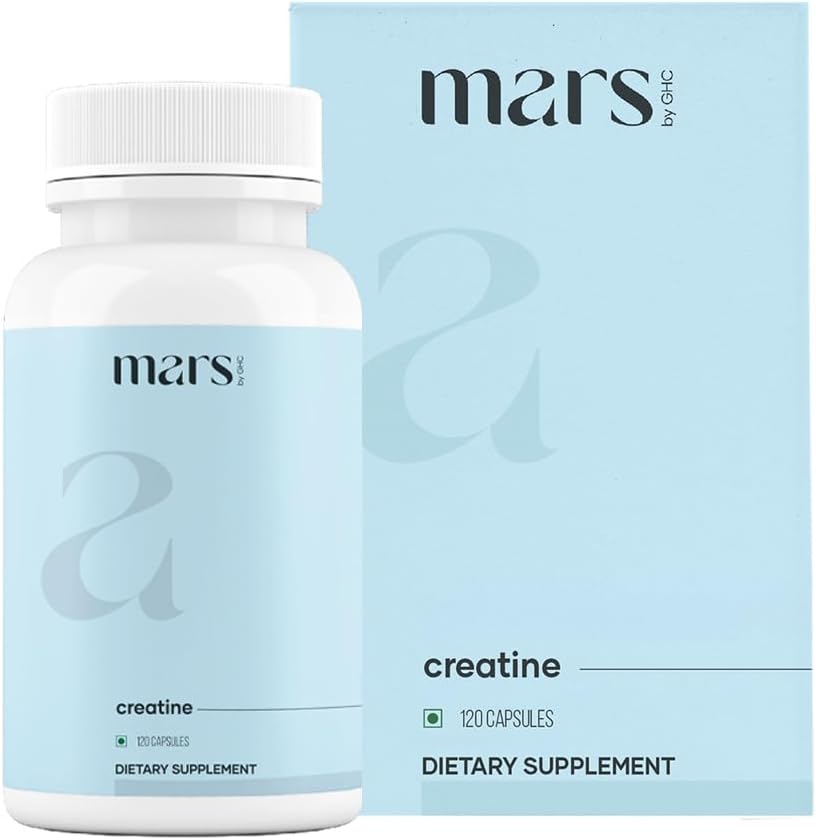 Mars Micronized Creatine Monohydrate Caps: Powered with Shilajit (120 N) | 100% Pure and Natural | Good Health Company (120 Count (Pack of 1))