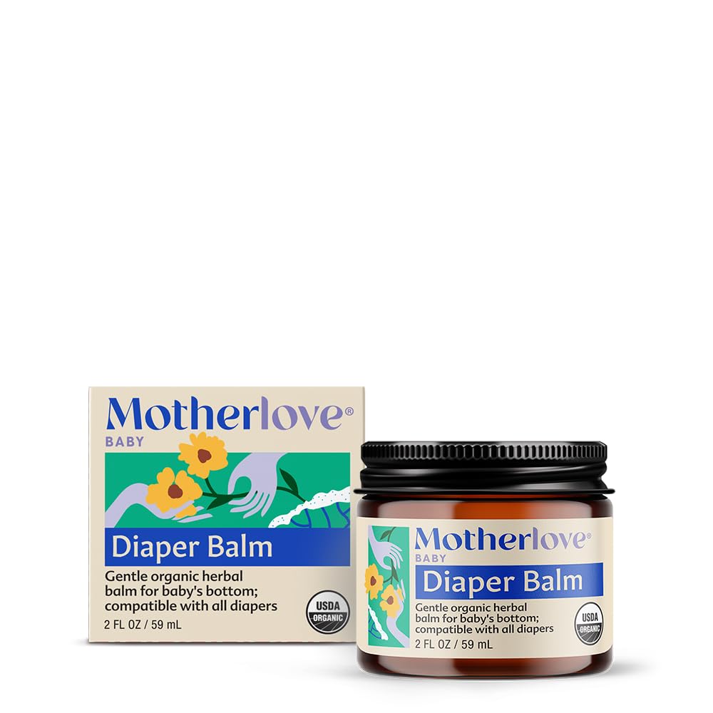 Motherlove Diaper Balm (2 oz) Organic Herbal Diaper Rash Cream—Cloth diaper Safe, Zinc Oxide- & Petroleum-Free