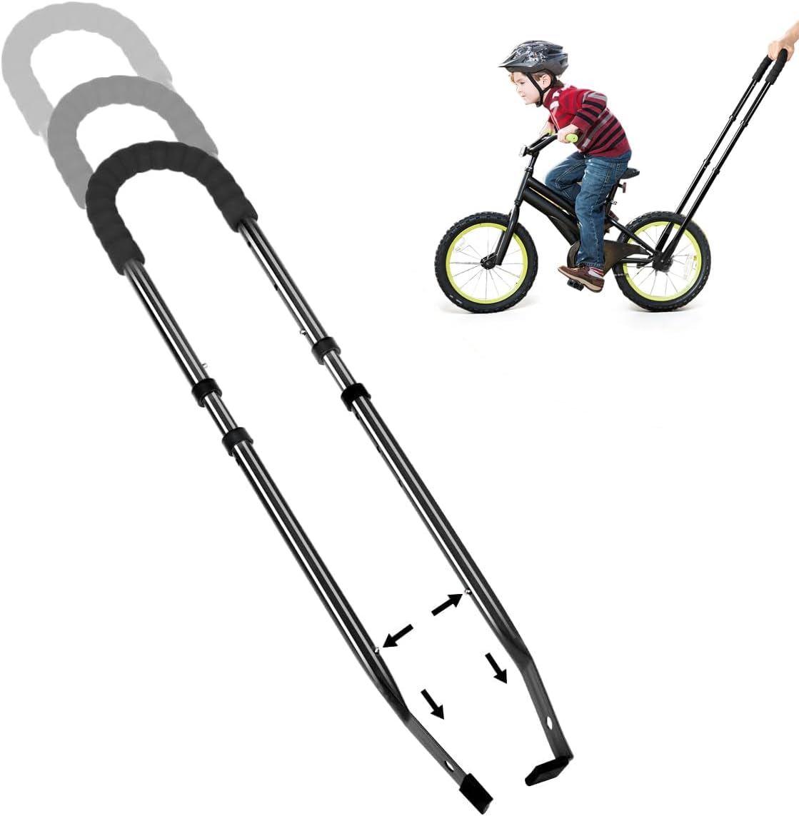 HANDSONIC Children Bike Training Handle Bicycle Accessories for Kids, Bike Balance Push Bar for Kids, Safety Trainer Handle for Toddler Bike