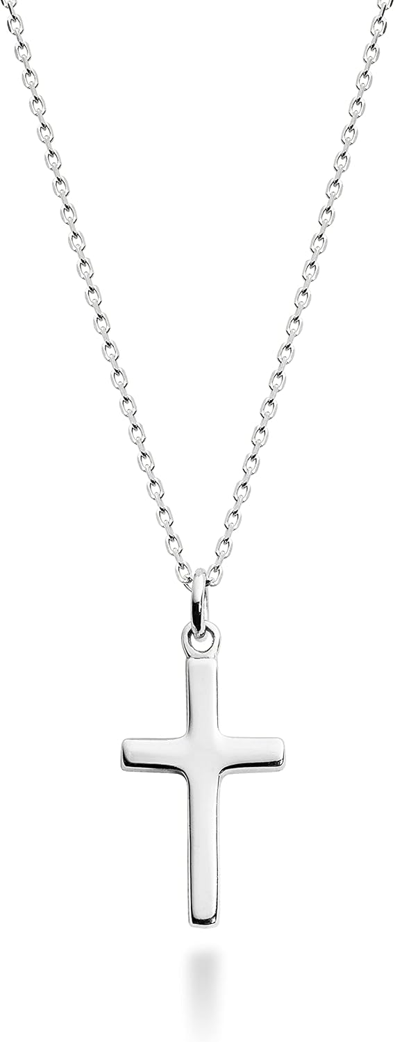 Miabella Italian 925 Sterling Silver or 18K Gold Plated Small Cross Pendant Necklace for Women on 18 Inch Chain, Made in Italy