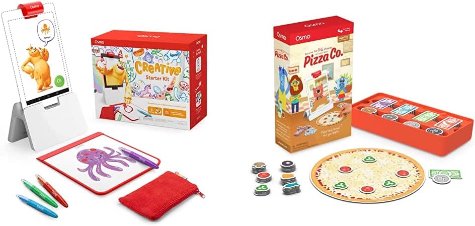 Osmo - Creative Starter Kit & Pizza Co. for Fire Tablet - Ages 5-12-Creative Drawing & Problem Solving/Early Physics, Communication Skils/Math-(Fire Tablet Base Included) 5 Educational Learning Games