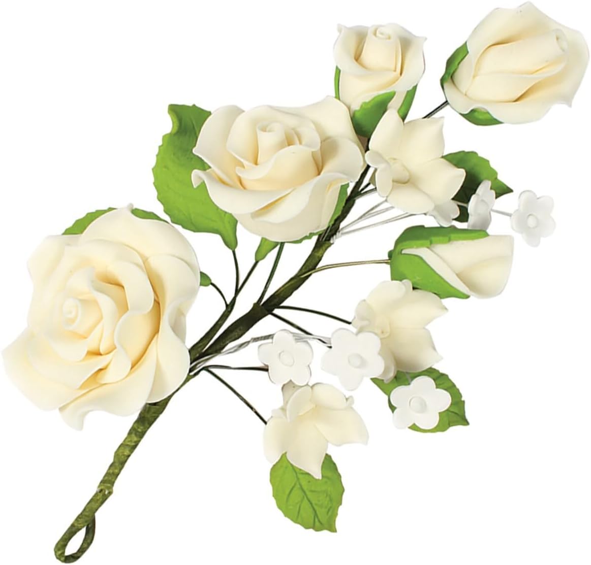 Culpitt Gumpaste Ivory Rose Flower Spray, Floral Cake Decoration, Cake Topper For Wedding, Anniversary, Celebration, 145mm