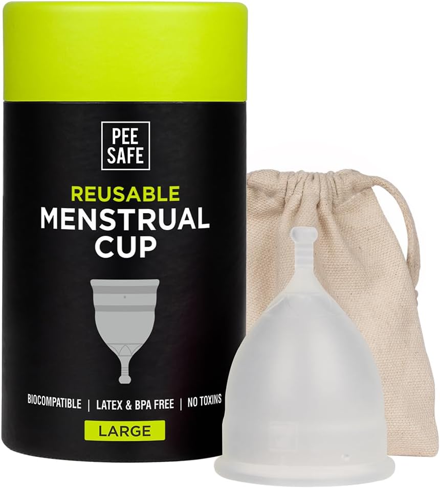 PEESAFE Menstrual Cups Large - Size B | 18 Years & Above (Have Given Birth Vaginally) | Period Cup | Menstrual Cup | 100% Medical Grade Silicone | Travel Friendly Pouch Included | Leakage Proof