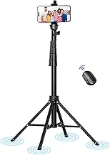 Fugetek 62" Selfie Stick Tripod for iPhone, Stable 4 Leg Design, Bluetooth Remote, Aluminum Stick & Legs, Lightweight, Portable All in One, Compatible with iPhone & Android, Non Skid Feet