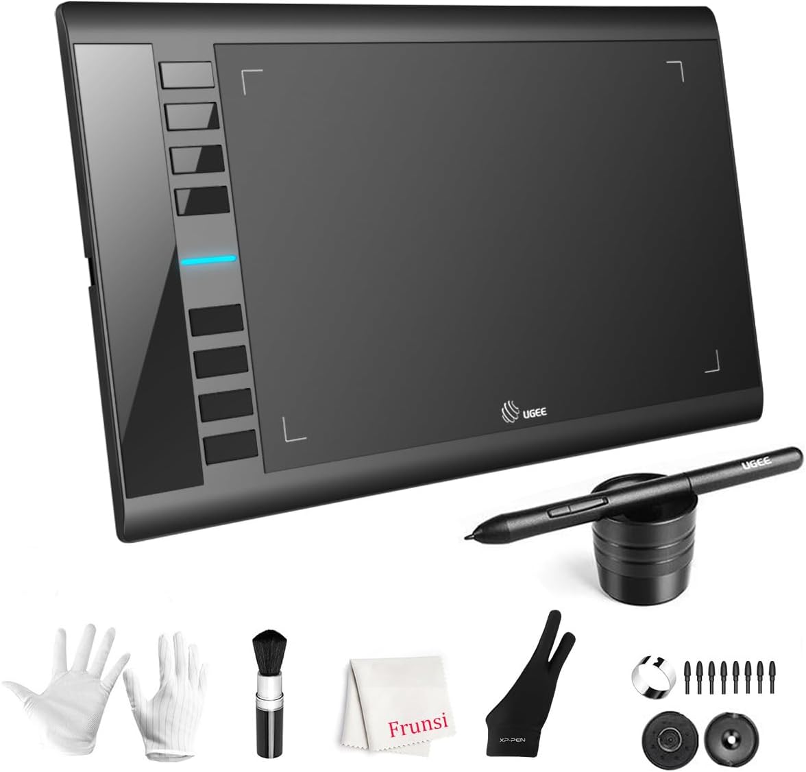 Drawing Tablet, UGEE M708 10 x 6 inch Large Drawing Tablet with 8 Hot Keys, Passive Stylus of 16384 Levels Pressure, Digital Graphics Art Tablet for PC Paint, Design, Art Creation Sketch