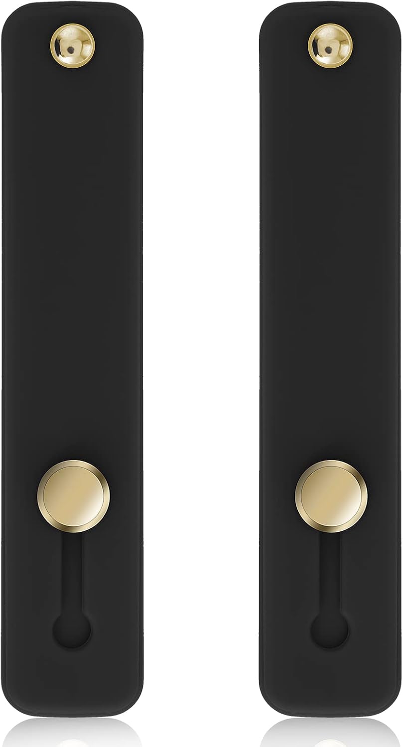 2Pcs Phone Loop Finger Holder, Silicone Phone Grip Phone Finger Strap Stand Universal Portable Finger Kickstand for Most Smartphones (2pcs-Black)