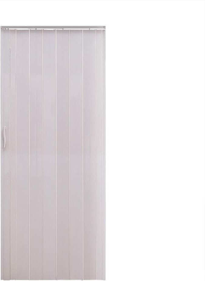 PVC Folding Door Magnetic Catch PVC Concertina Accordion Door Gloss 84x203cm 6mm Thick (White)