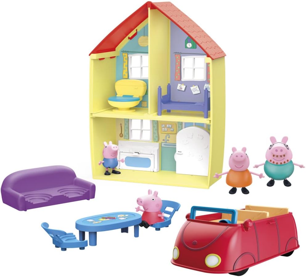 Peppa Pig Toys Peppa's Family Home Combo, House Playset with 4 Figures and Car, Preschool Toys for 3 Year Old Girls and Boys and Up (Amazon Exclusive)