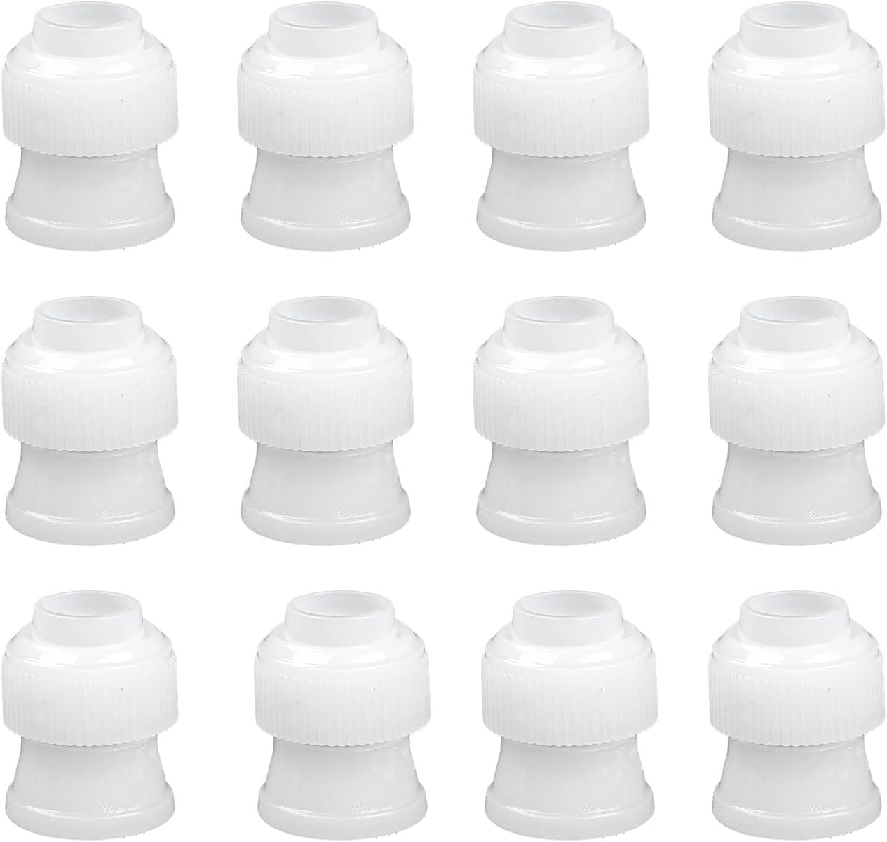 12 Pack Couplers for Piping Bags Plastic Standard Cake Decorating Coupler Pipe Tip Coupler for Icing Nozzles, White (1.2 x 1 Inch)