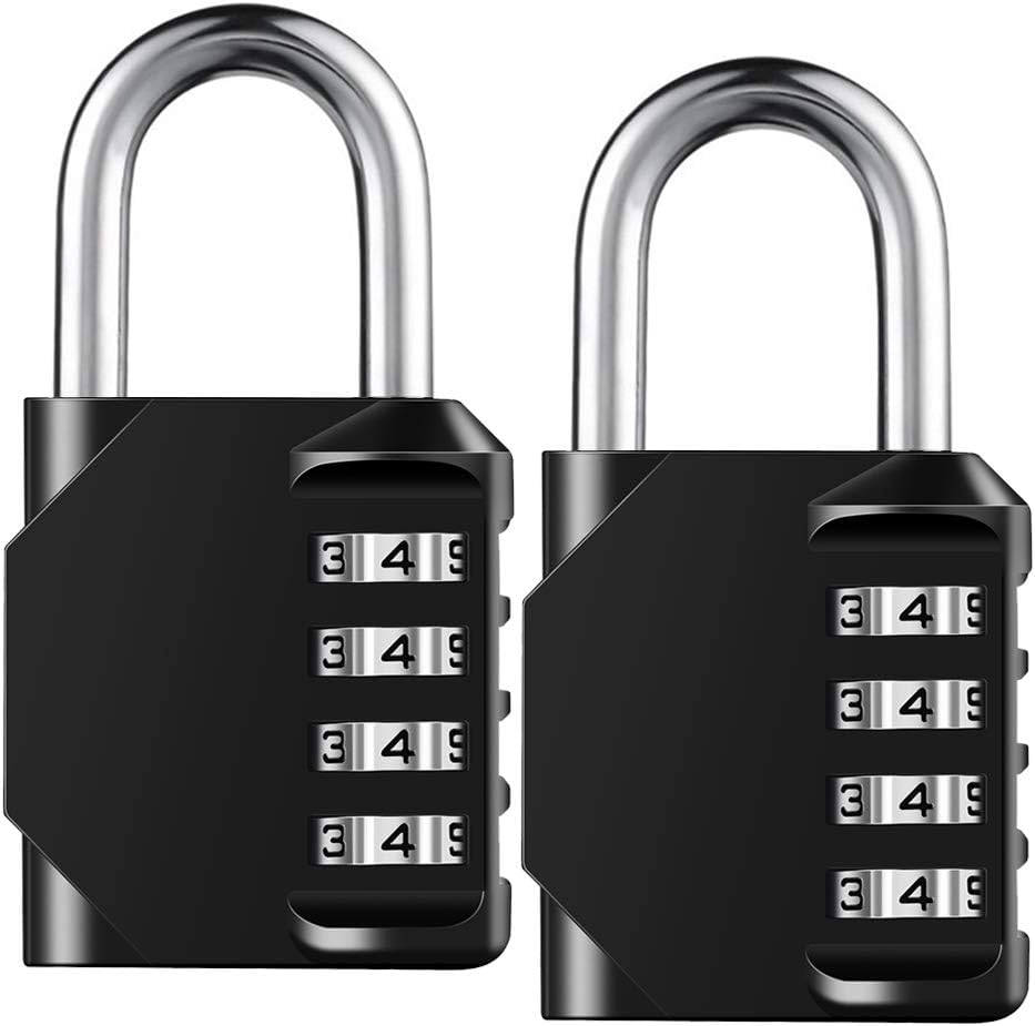 Combination Lock Resettable 4 Digit Padlock with Combination, AIHYTU Waterproof and Heavy Duty Combination Padlock Outdoor for School Gym Locker, Fence Gate, Toolbox, Employee Hasp Locker – 2 Pack