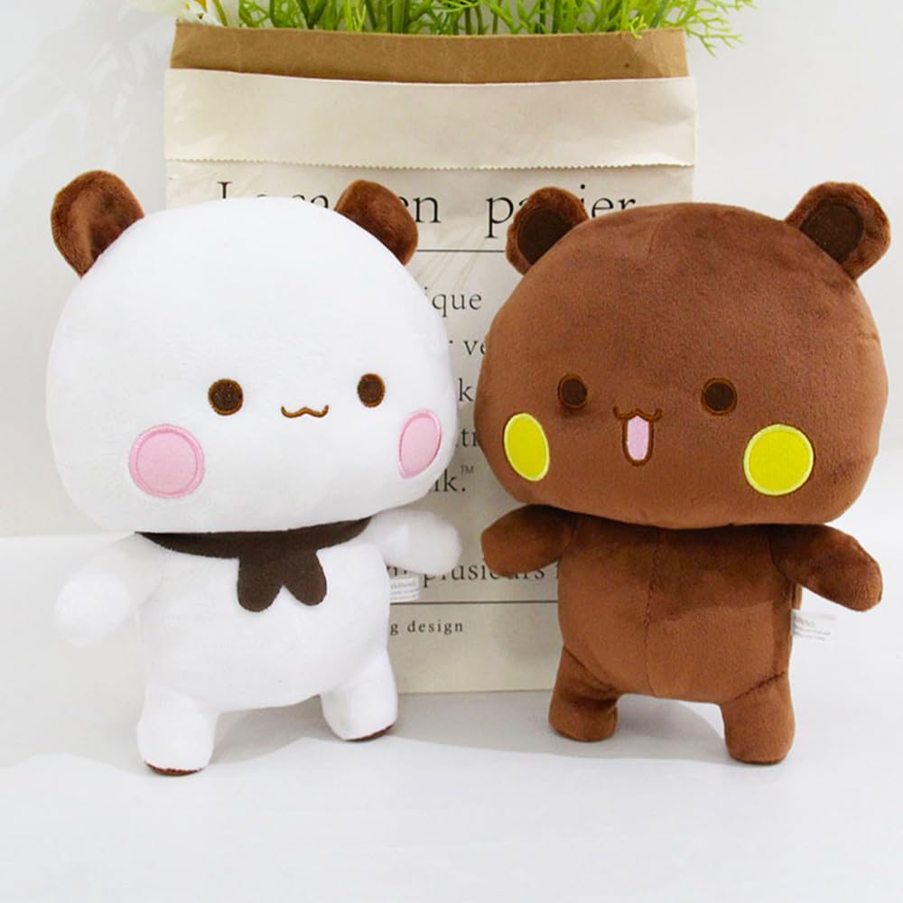NAVESO 2Pcs Bubu Dudu Stuffed Animal, Teddy Bear Plush Toy, Bear Cuddly Toy, Kawaii Soft Plush Pillow, Cartoon Plush Toy, Plush Animal Toys, Birthday Christmas Party Gifts for Kids Girls Boys, 22cm