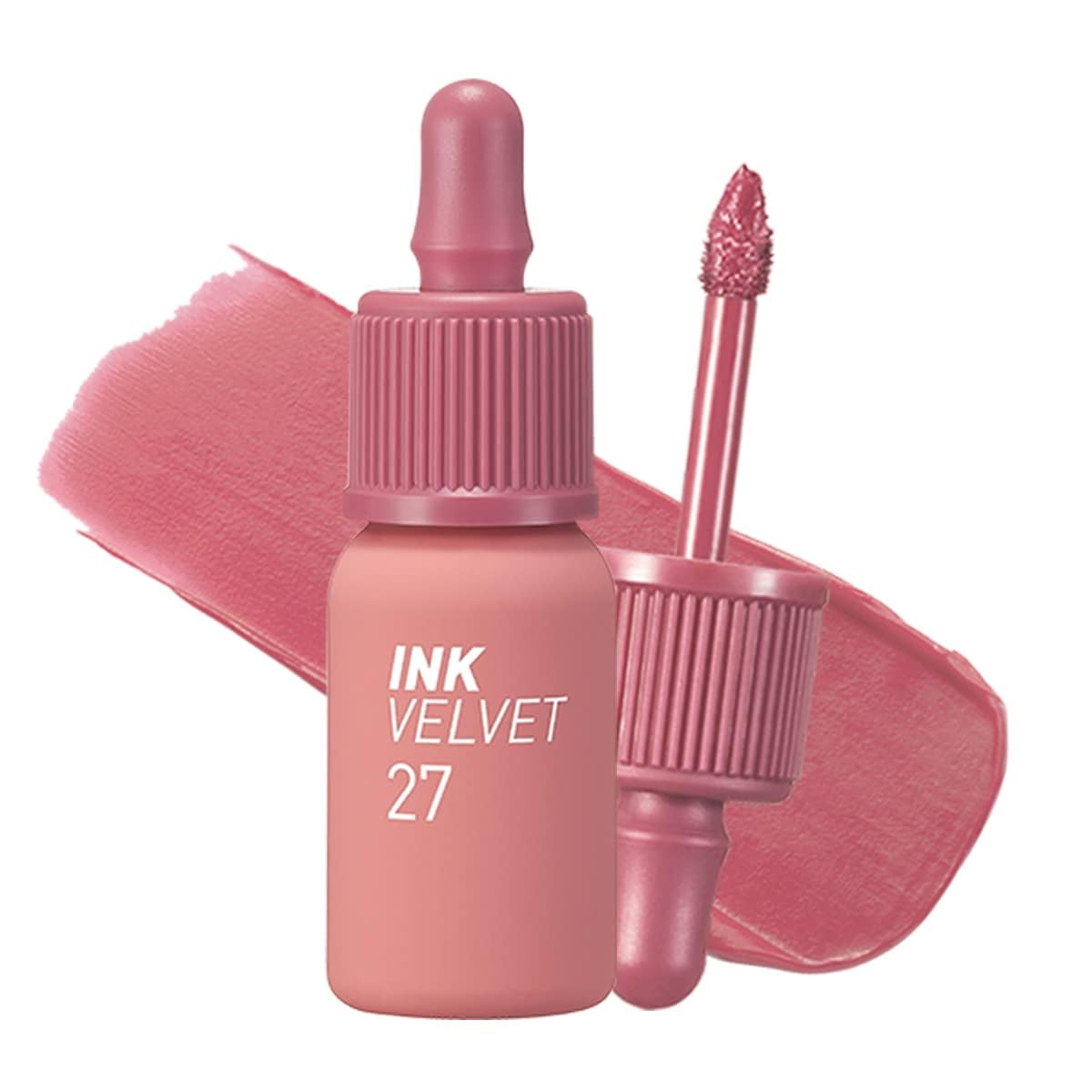 Peripera Ink The Velvet Lip Tint | Highly Pigmented, Longwear & Weightless Lip Tint | Smudge-Proof, Buildable Color for Lips & Cheeks | K-Beauty Makeup, Safe for Sensitive Lips (027 STRAWBERRY NUDE)