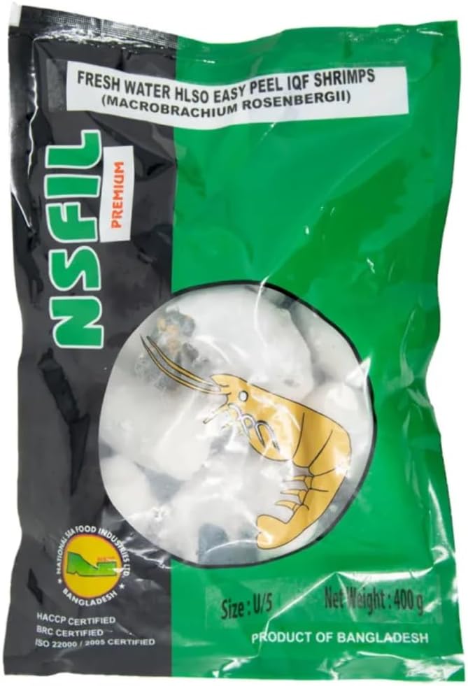 NSFIL Premium EZP, IQF Raw Headless Shell on King Prawns (U5, 400g net)- 1 x 600g