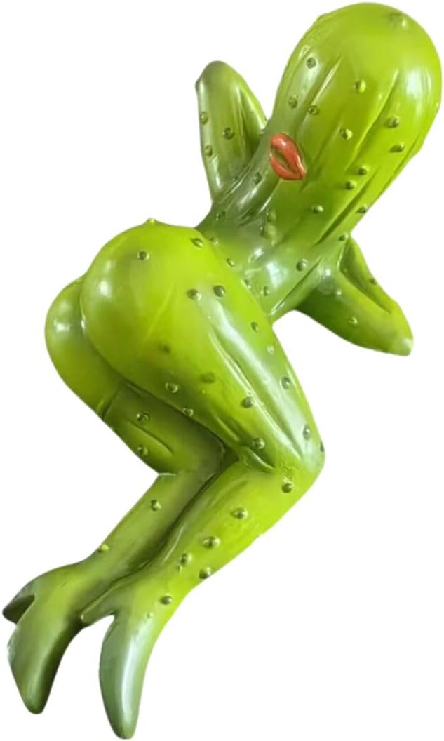 Sexy Pickle Cucumber Resin Statue - 4.73" Funny Desk Decor - 3D Cute & Sexy Cucumber Statue, Kawaii Home Office Shelf Decoration (Green Novelty Gift)