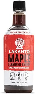 Lakanto Sugar Free Maple Syrup - Monk Fruit Sweetener, Keto Diet Friendly, Vegan, 1g Net Carbs, Pancakes, Waffles, Oatmeal, Coffee, Tea, Granola, Frosting, Marinade, Dressing (26 fl oz - Pack of 1)