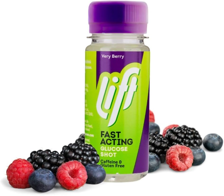 Lift Fast-Acting Glucose Energy Juice Shots, Very Berry, 12 Pack of 60 ml Bottles
