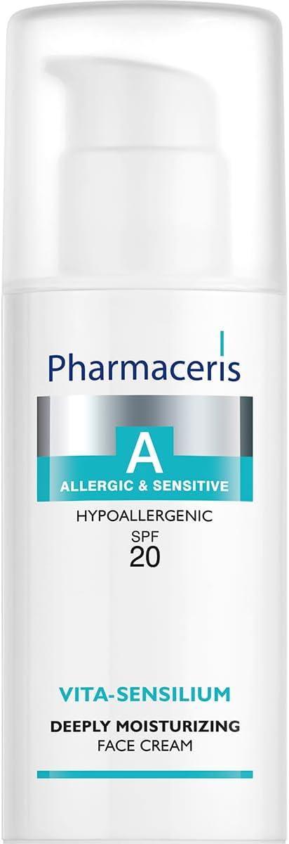 Pharmaceris A Vita-Sensilium, Face Cream SPF 20, Deeply Moisturising Light Cream, Face Moisturiser for Allergic and Sensitive Skin, Soothes Irritations - 50 ml